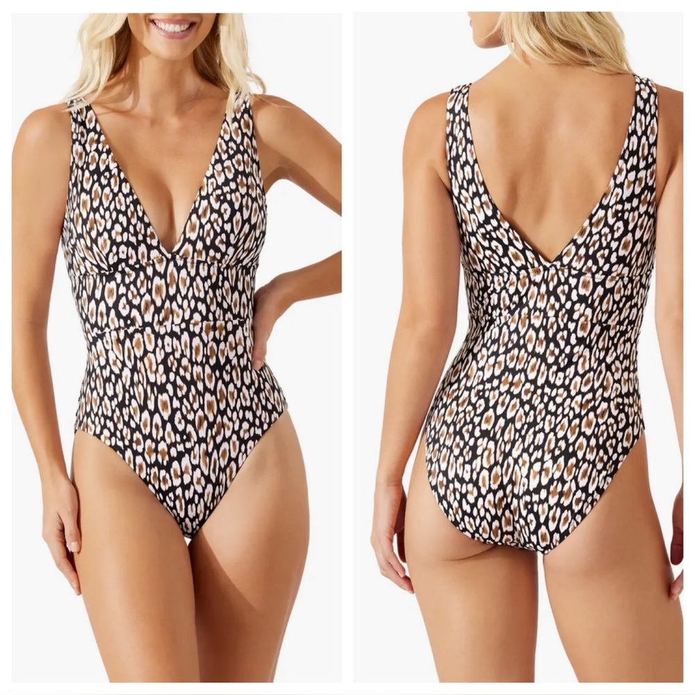 TOMMY BAHAMA -  Safari Cat One-Piece Swimsuit - V-Neck High Cut - size 6 - NWT